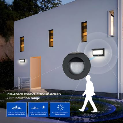Brilagi - LED-seinäaurinkovalaisin anturilla AURINKO LUME LED/10W/3,7V 4000 mAh IP44