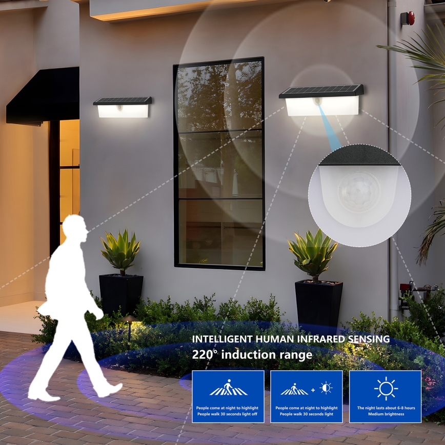 Brilagi - LED-seinäaurinkovalaisin anturilla AURINKO RAY LED/6W/3,7V 2200 mAh IP44