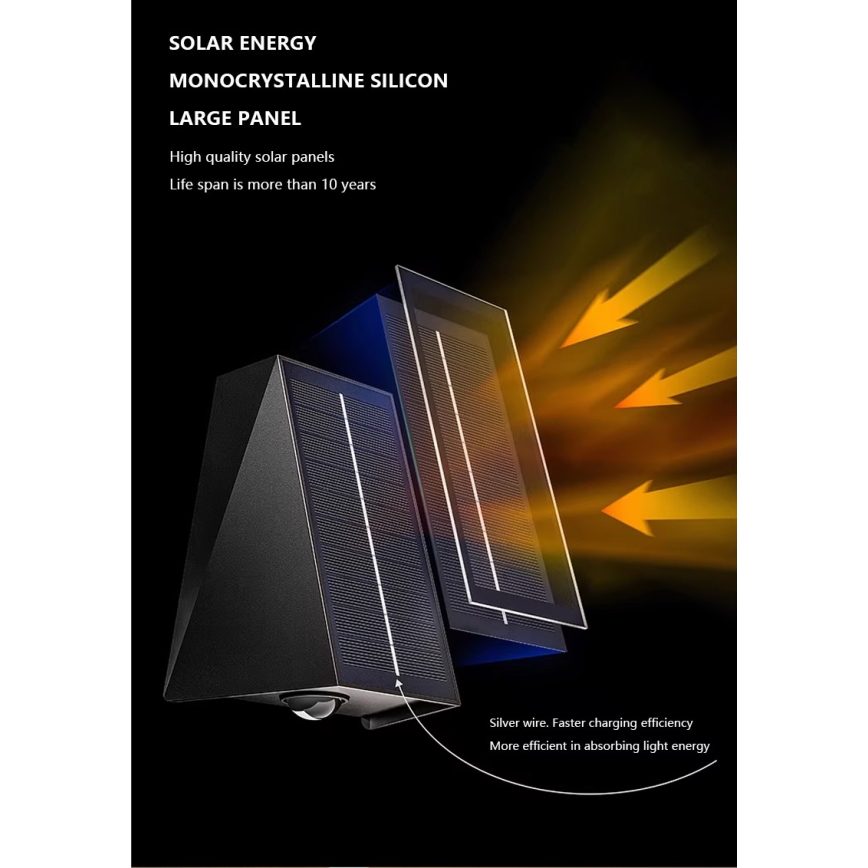 Brilagi - LED-seinäaurinkovalaisin PYRAMID LED/2W/3,2V 1300 mAh IP54
