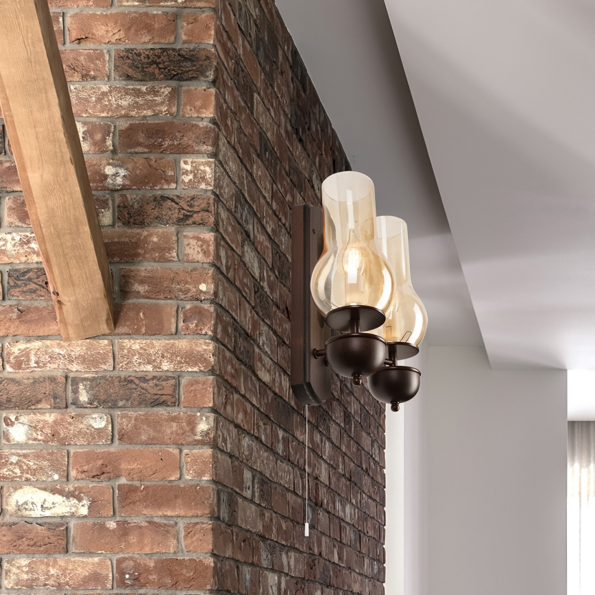 Brilagi - LED Seinävalaisin COTTAGE 2xE14/40W/230V pyökki/ruskea