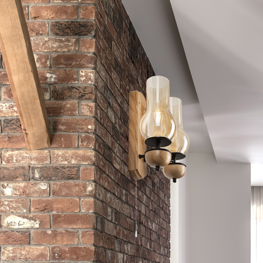 Brilagi - LED Seinävalaisin COTTAGE 2xE14/40W/230V tammi/ruskea