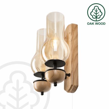 Brilagi - LED Seinävalaisin COTTAGE 2xE14/40W/230V tammi/ruskea