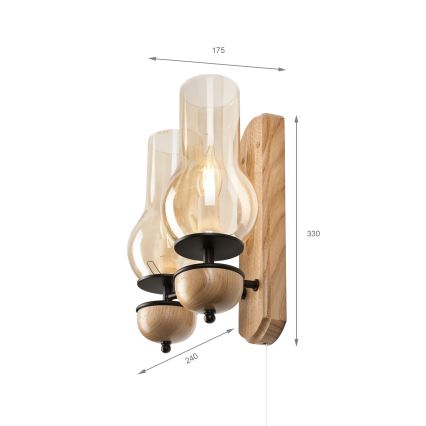 Brilagi - LED Seinävalaisin COTTAGE 2xE14/40W/230V tammi/ruskea