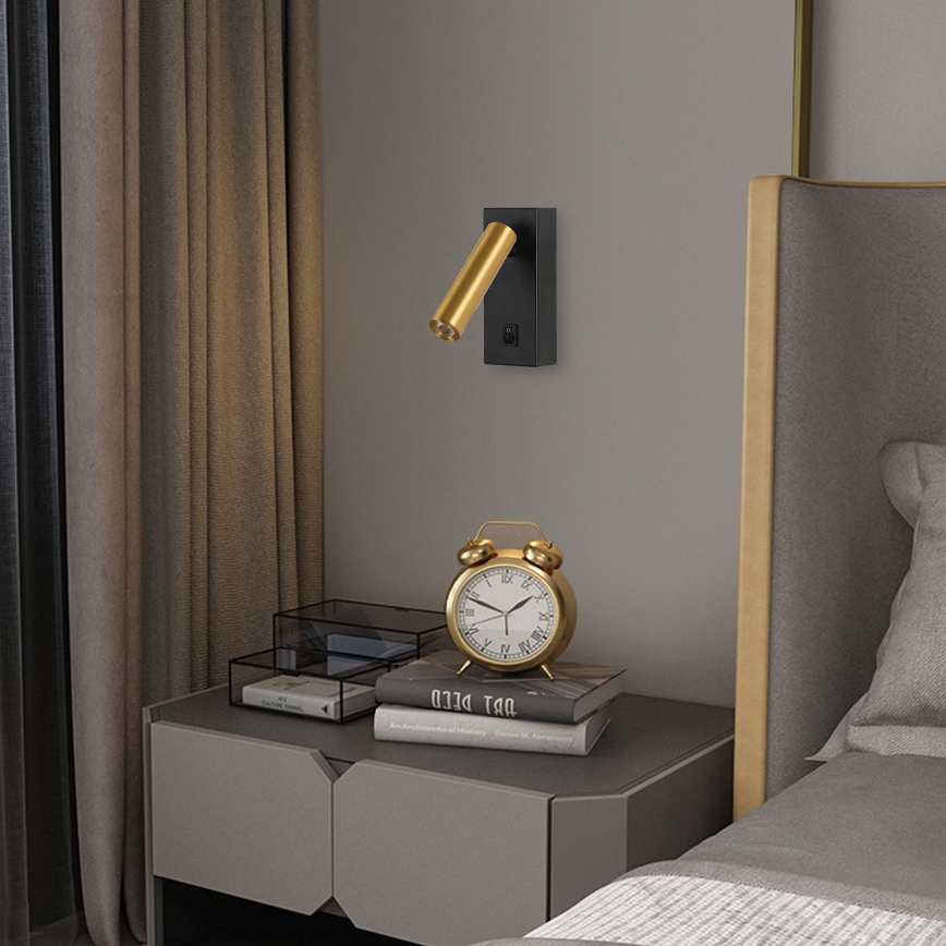 Brilagi - LED-seinävalaisin MAYA LED/3W/230V 4000K musta/kulta
