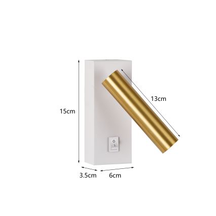 Brilagi - LED-seinävalaisin MAYA LED/3W/230V 4000K valkoinen/kulta