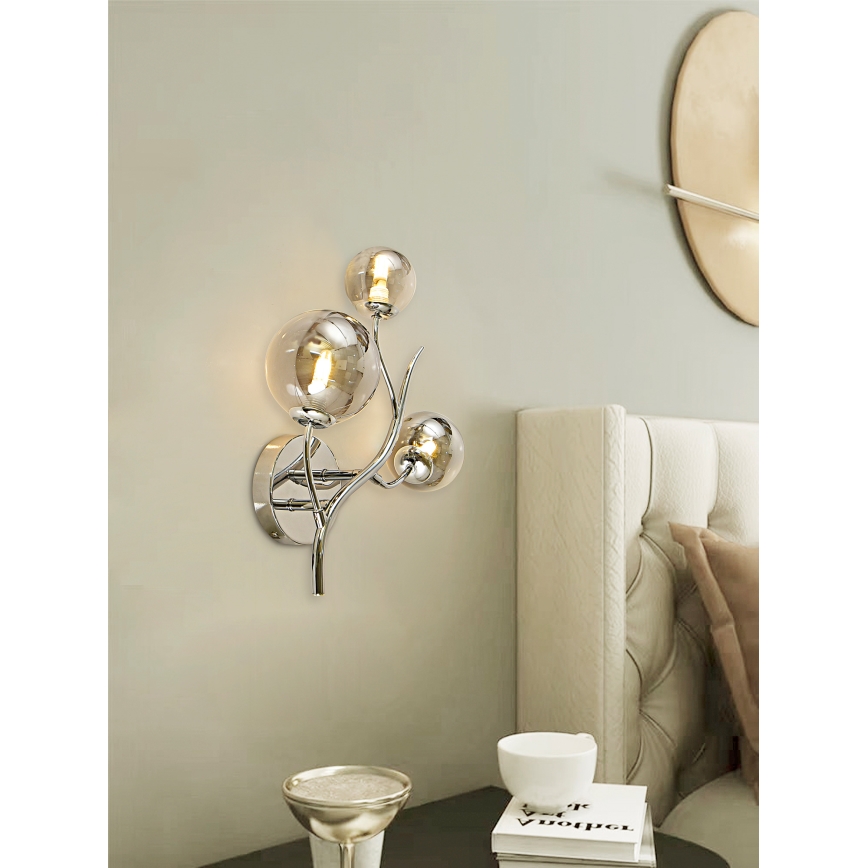 Brilagi - LED-seinävalaisin MISTEL 3xG9/3W/230V kiiltävä kromi/savuinen