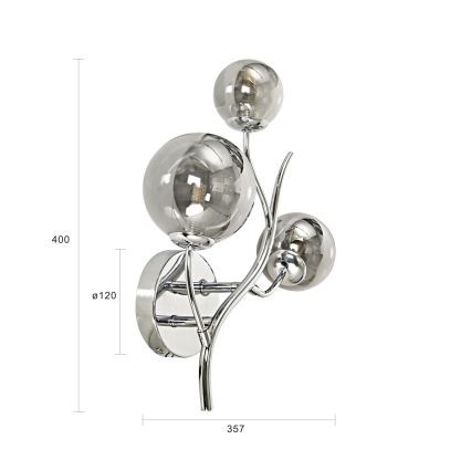 Brilagi - LED-seinävalaisin MISTEL 3xG9/3W/230V kiiltävä kromi/savuinen