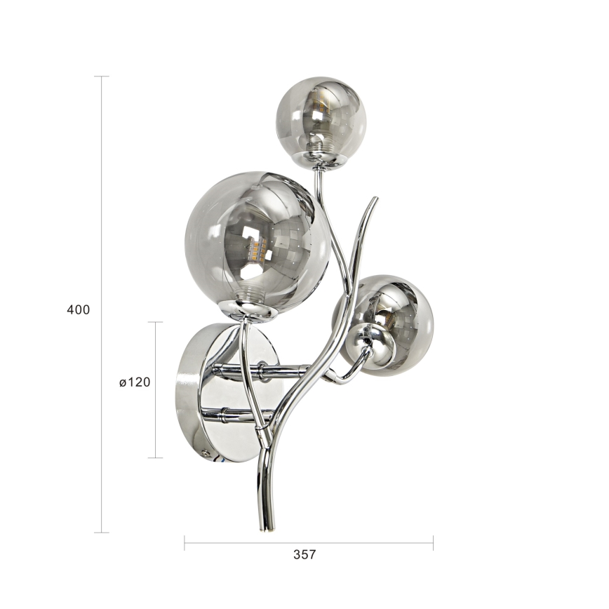 Brilagi - LED-seinävalaisin MISTEL 3xG9/3W/230V kiiltävä kromi/savuinen