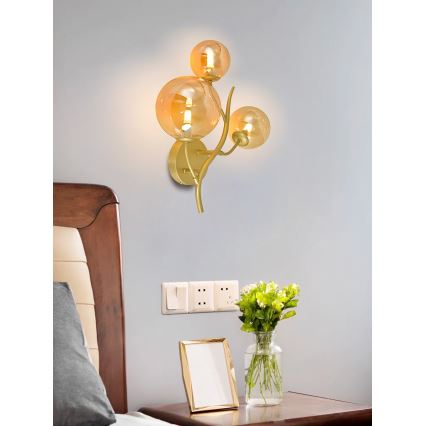 Brilagi - LED-seinävalaisin MISTEL 3xG9/3W/230V kulta