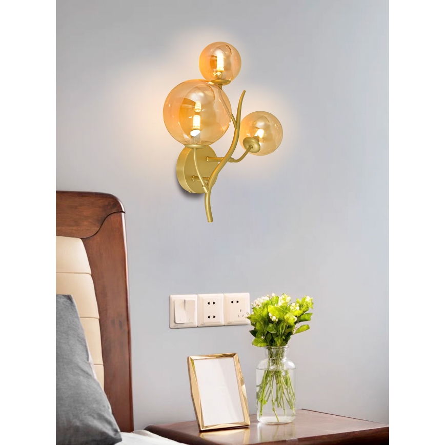 Brilagi - LED-seinävalaisin MISTEL 3xG9/3W/230V kulta