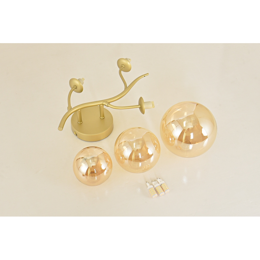 Brilagi - LED-seinävalaisin MISTEL 3xG9/3W/230V kulta