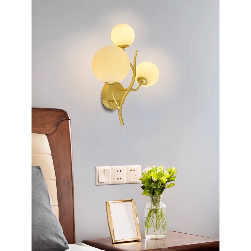 Brilagi - LED-seinävalaisin MISTEL 3xG9/3W/230V kulta/valkoinen
