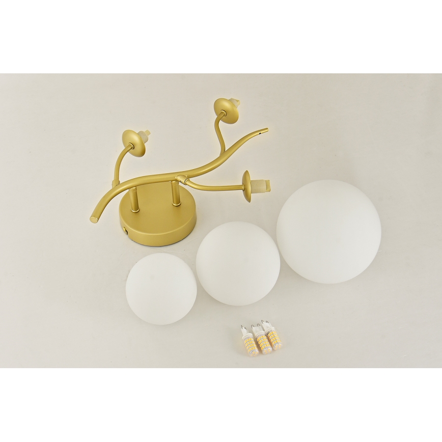 Brilagi - LED-seinävalaisin MISTEL 3xG9/3W/230V kulta/valkoinen