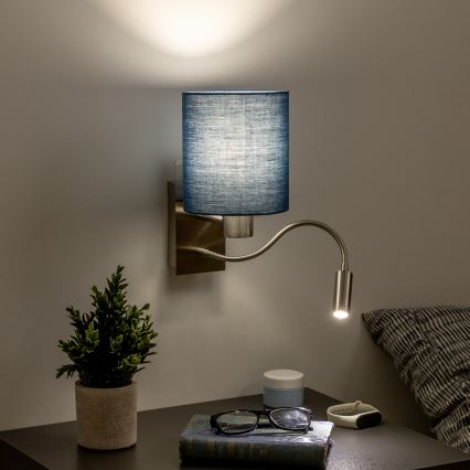 Brilagi - LED Joustava seinävalaisin NUBILA 1xE27/25W/230V + LED/3W mattakromi/tummansininen