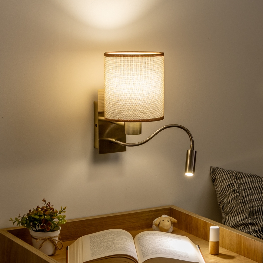 Brilagi - LED Joustava seinävalaisin NUBILA 1xE27/25W/230V + LED/3W messinki/ruskea
