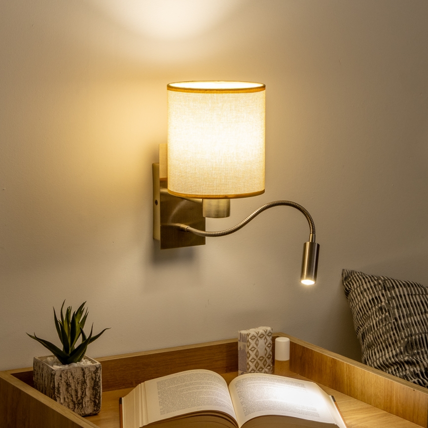 Brilagi - LED Joustava seinävalaisin NUBILA 1xE27/25W/230V + LED/3W messinki/vaaleanruskea