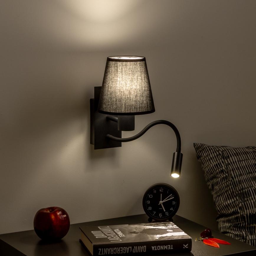 Brilagi - LED Joustava seinävalaisin NUBILA 1xE27/25W/230V + LED/3W musta