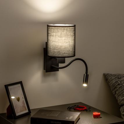 Brilagi - LED Joustava seinävalaisin NUBILA 1xE27/25W/230V + LED/3W musta