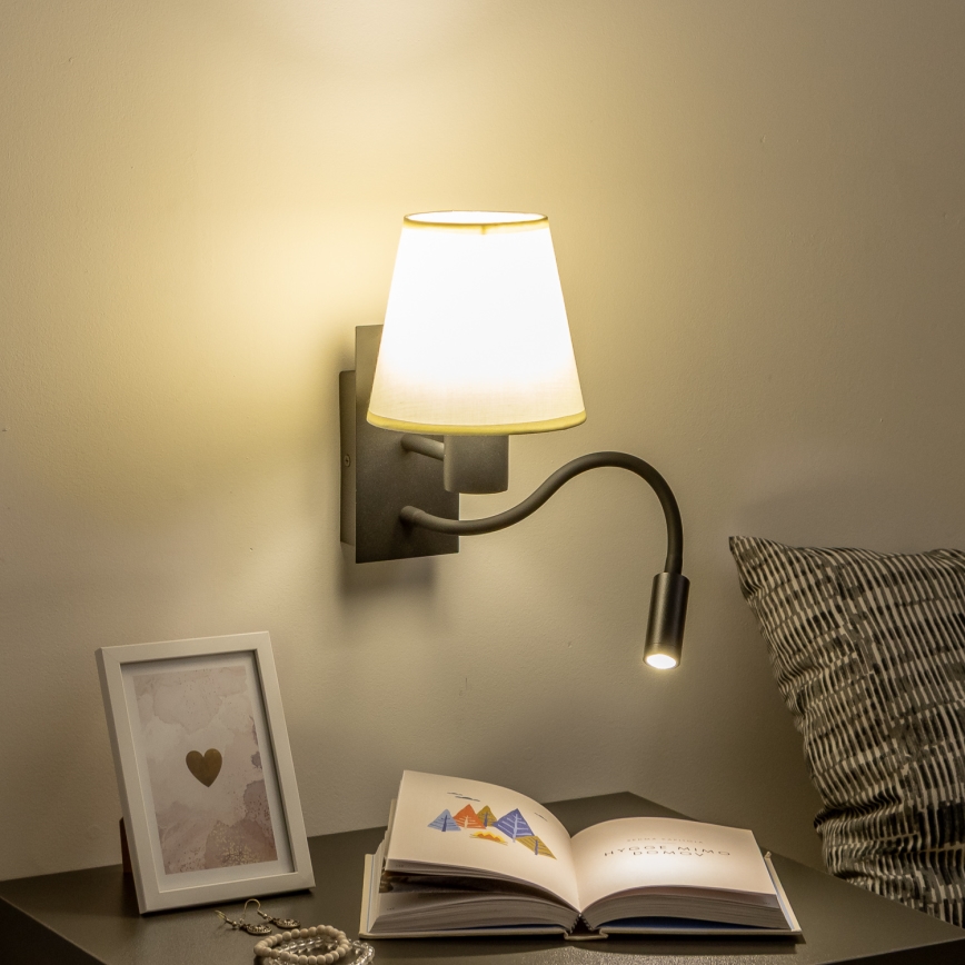 Brilagi - LED Joustava seinävalaisin NUBILA 1xE27/25W/230V + LED/3W musta/kerma