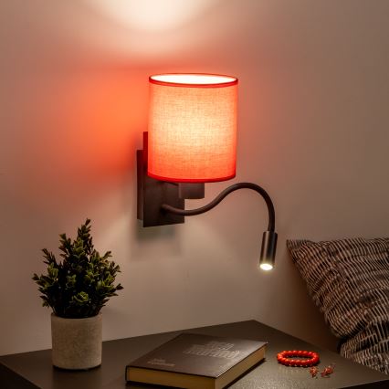 Brilagi - LED Joustava seinävalaisin NUBILA 1xE27/25W/230V + LED/3W musta/punainen