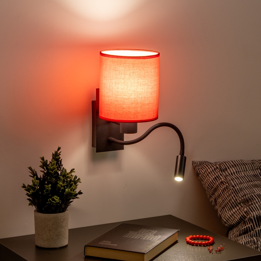 Brilagi - LED Joustava seinävalaisin NUBILA 1xE27/25W/230V + LED/3W musta/punainen