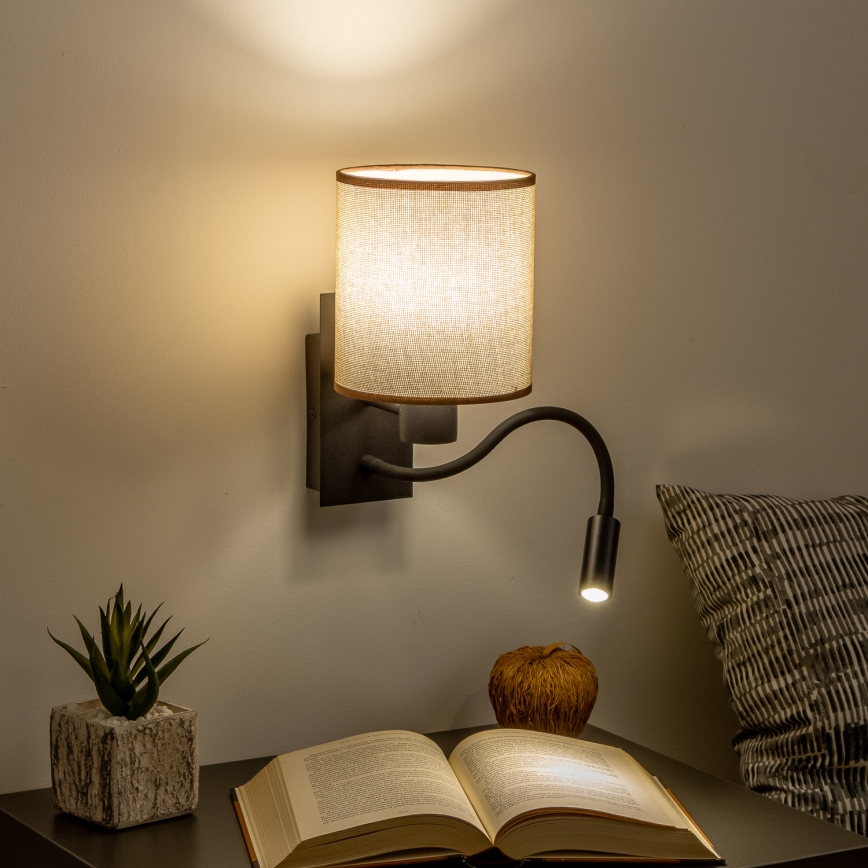 Brilagi - LED Joustava seinävalaisin NUBILA 1xE27/25W/230V + LED/3W musta/ruskea