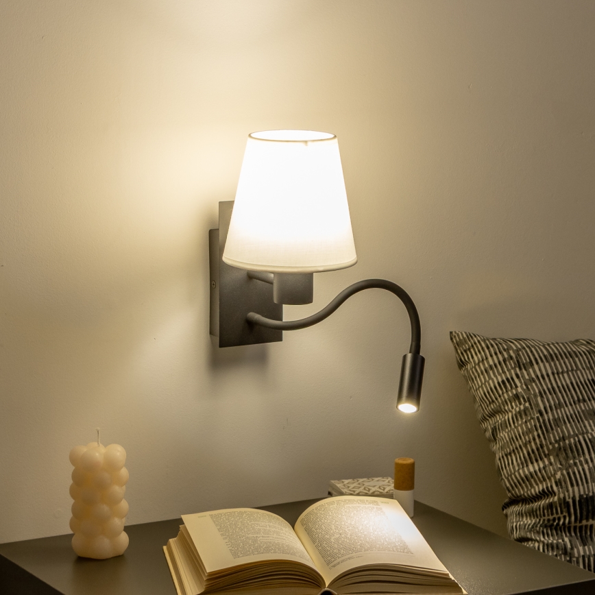 Brilagi - LED Joustava seinävalaisin NUBILA 1xE27/25W/230V + LED/3W musta/valkoinen