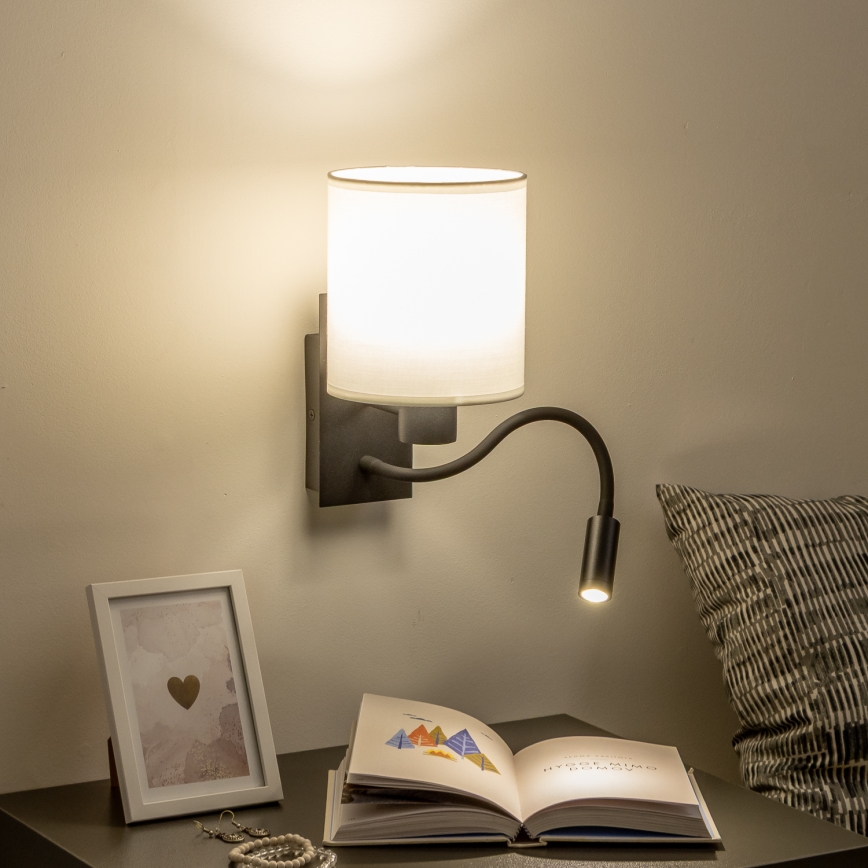 Brilagi - LED Joustava seinävalaisin NUBILA 1xE27/25W/230V + LED/3W musta/valkoinen