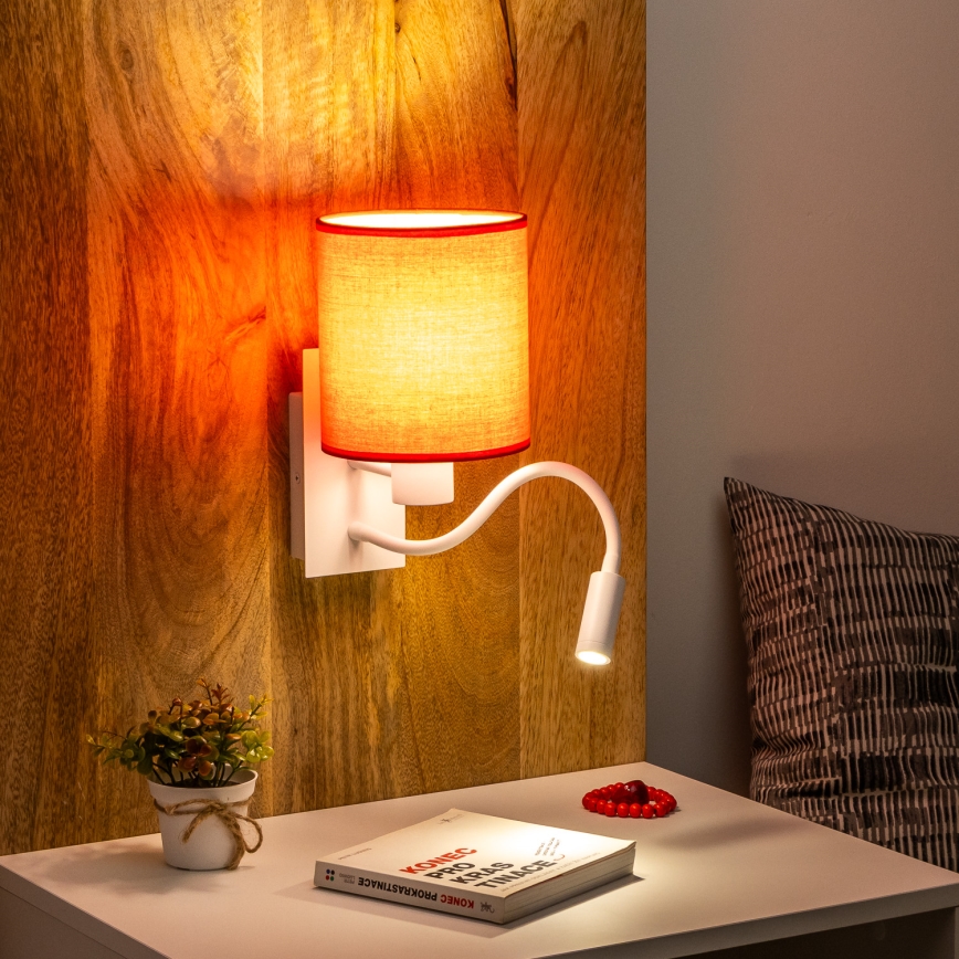 Brilagi - LED Joustava seinävalaisin NUBILA 1xE27/25W/230V + LED/3W valkoinen/punainen