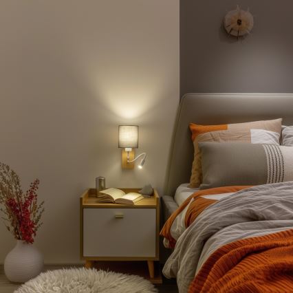 Brilagi - LED Joustava seinävalaisin NUBILA WOOD 1xE27/25W/230V + LED/3W tammi/antrasiitti