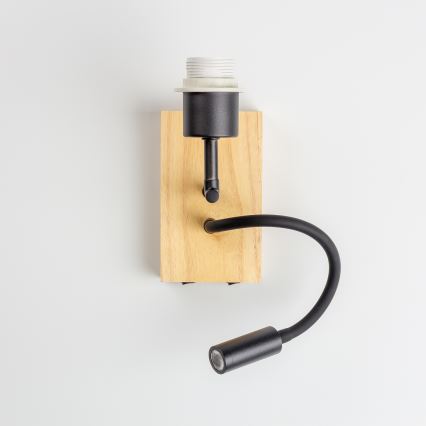 Brilagi - LED Joustava seinävalaisin NUBILA WOOD 1xE27/25W/230V + LED/3W tammi/harmaa