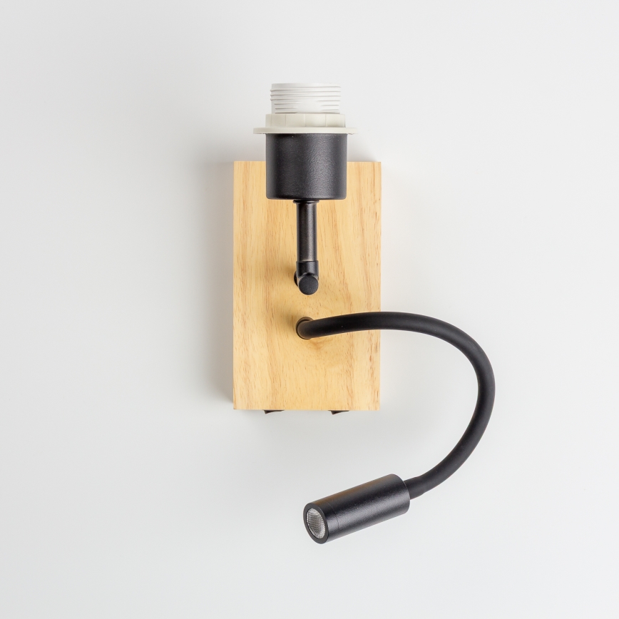 Brilagi - LED Joustava seinävalaisin NUBILA WOOD 1xE27/25W/230V + LED/3W tammi/harmaa