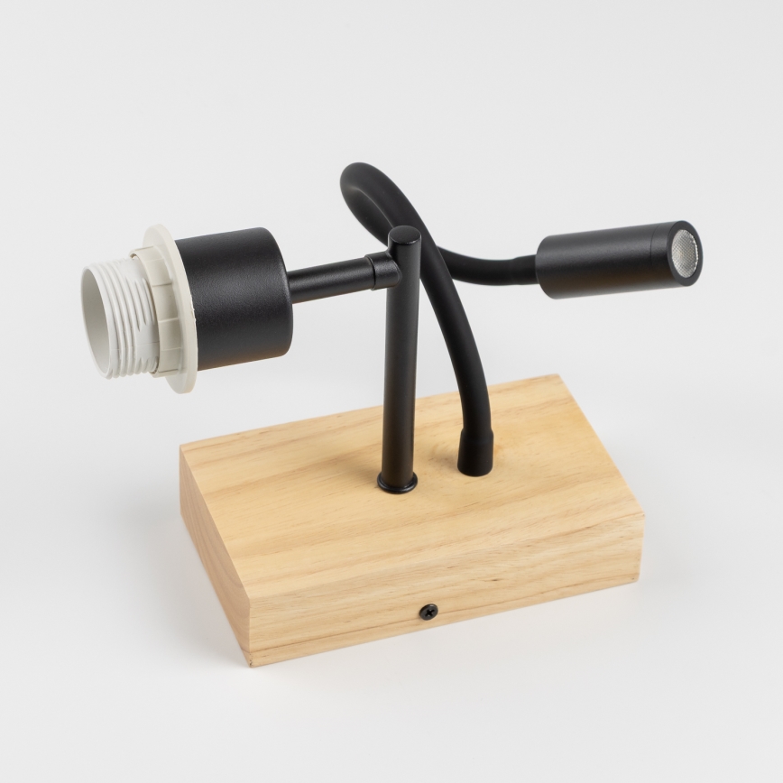 Brilagi - LED Joustava seinävalaisin NUBILA WOOD 1xE27/25W/230V + LED/3W tammi/harmaa