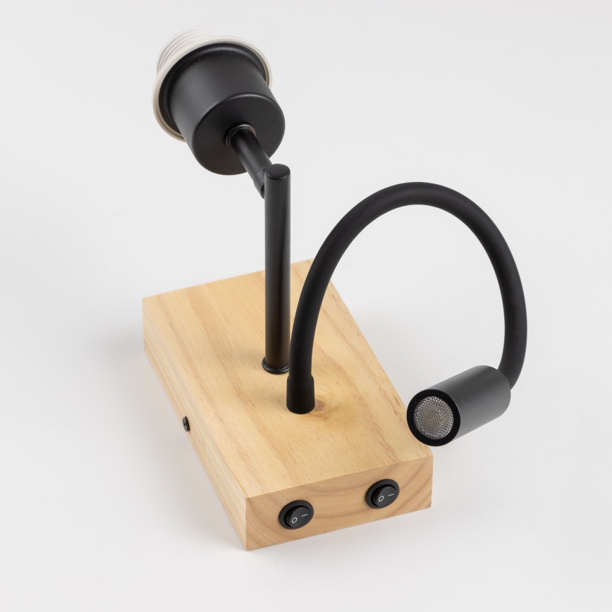Brilagi - LED Joustava seinävalaisin NUBILA WOOD 1xE27/25W/230V + LED/3W tammi/ruskea