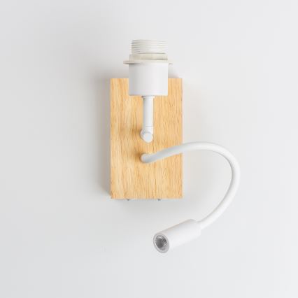 Brilagi - LED Joustava seinävalaisin NUBILA WOOD 1xE27/25W/230V + LED/3W tammi/valkoinen