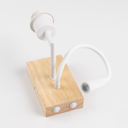 Brilagi - LED Joustava seinävalaisin NUBILA WOOD 1xE27/25W/230V + LED/3W tammi/valkoinen