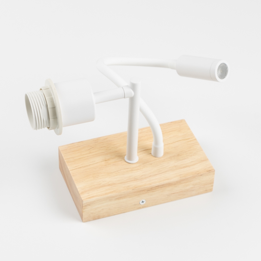 Brilagi - LED Joustava seinävalaisin NUBILA WOOD 1xE27/25W/230V + LED/3W tammi/valkoinen
