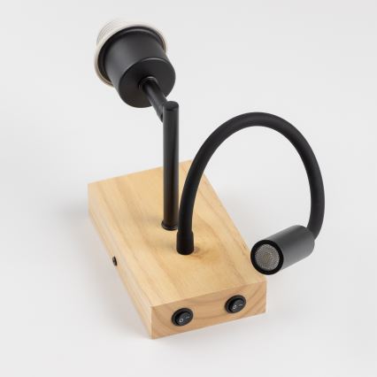 Brilagi - LED Joustava seinävalaisin NUBILA WOOD 1xE27/25W/230V + LED/3W tammi/violetti
