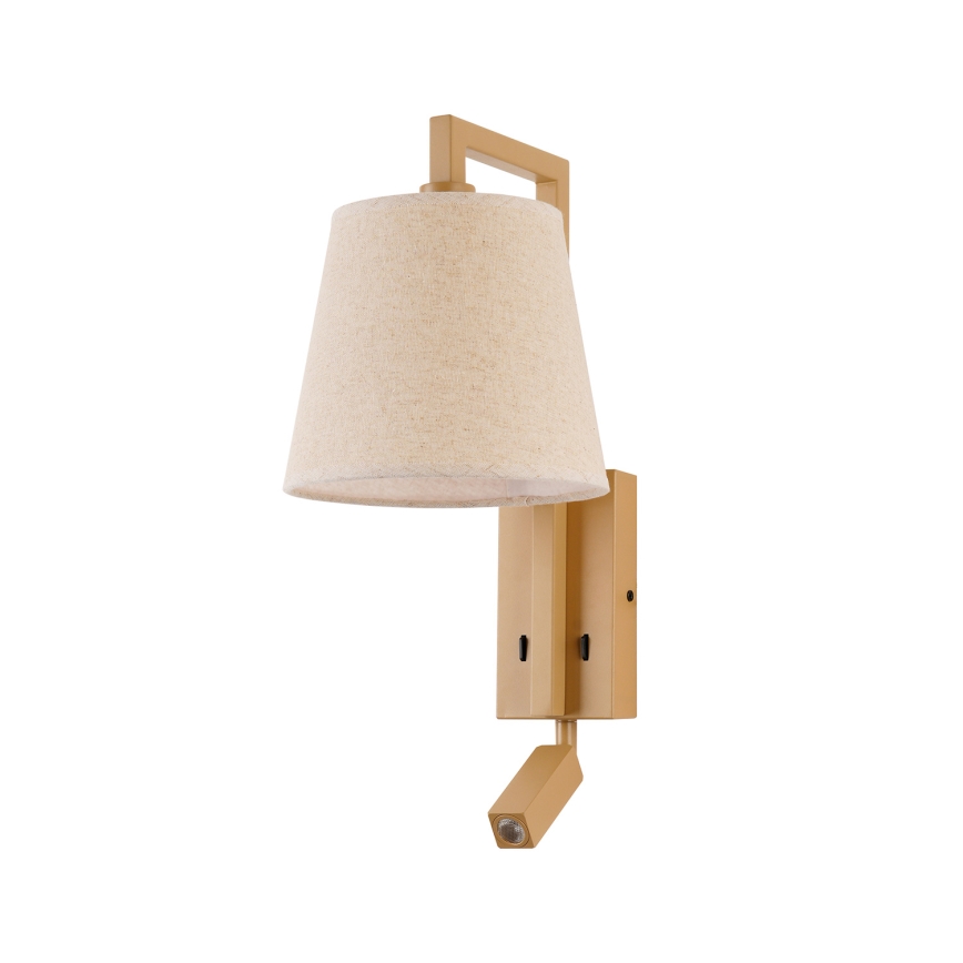 Brilagi - LED-seinävalaisin RAYA 1xE14/40W/230V + LED/3W pellava/beige