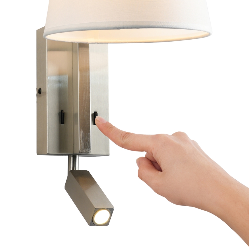 Brilagi - LED-seinävalaisin RAYA 1xE14/40W/230V + LED/3W valkoinen/mattakromi