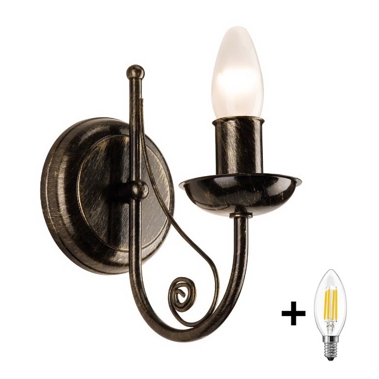 Brilagi - LED-seinävalaisin STEFANO 1xE14/40W/230V musta patina