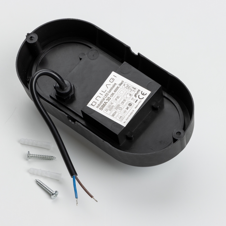 Brilagi - LED-teollisuuskattovalaisin SIMA LED/12W/230V IP65 musta