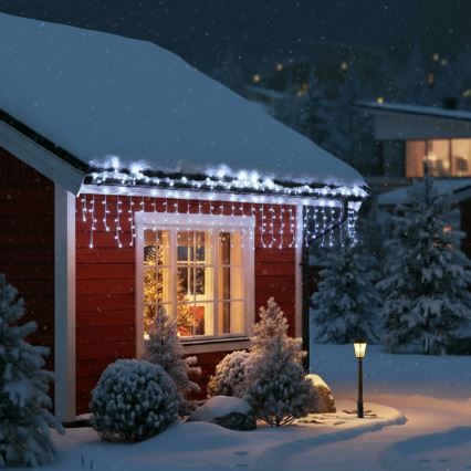 Brilagi - LED-ulkojouluvalosarja 200 LED/8 toimintoa 13 m IP44 kylmänvalkoinen jääpuikkovalot
