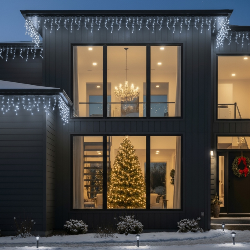 Brilagi - LED-ulkojouluvalosarja, 400 LED, 8 toimintoa, 23 m, IP44, kylmänvalkoinen