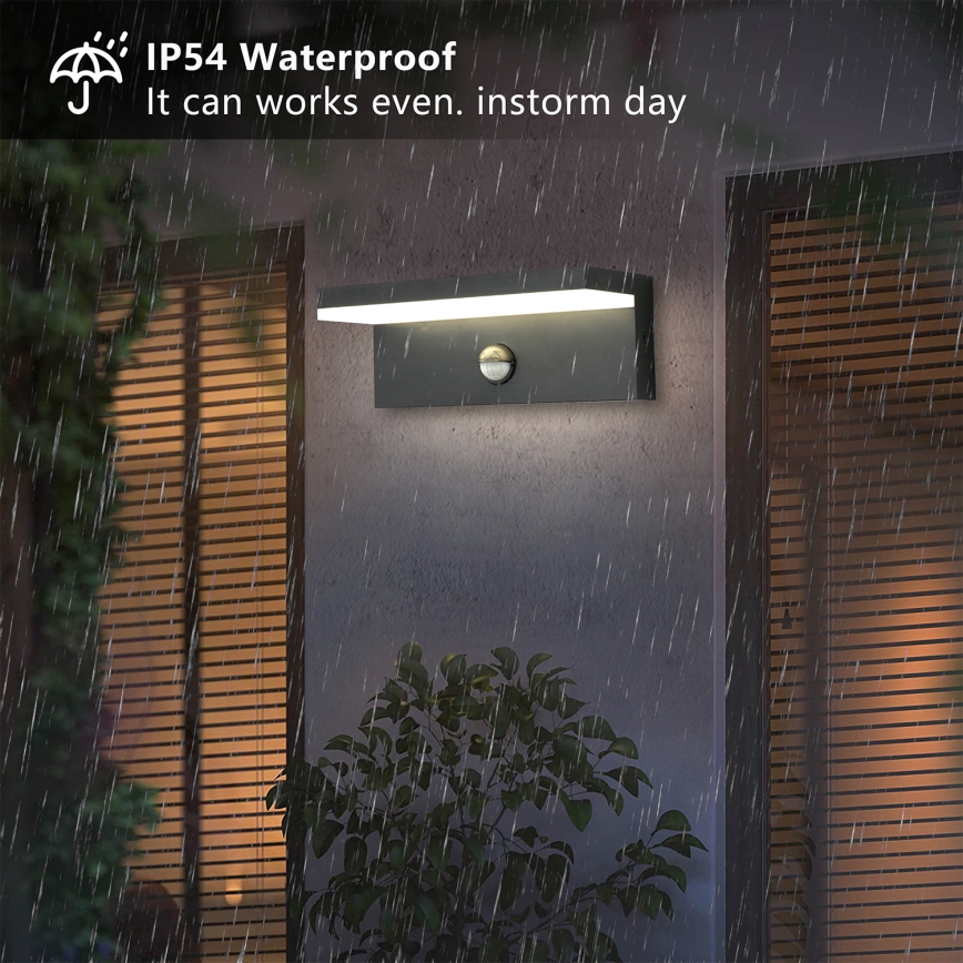 Brilagi - LED-ulkoseinävalaisin tunnistimella TESSI LED/10W/230V antrasiitti IP54