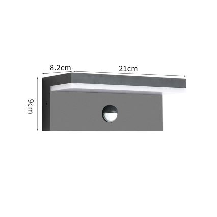 Brilagi - LED-ulkoseinävalaisin tunnistimella TESSI LED/10W/230V antrasiitti IP54