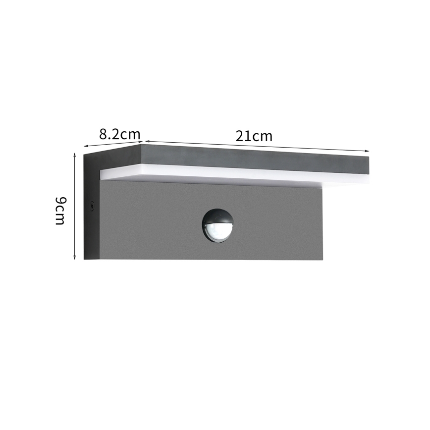 Brilagi - LED-ulkoseinävalaisin tunnistimella TESSI LED/10W/230V antrasiitti IP54