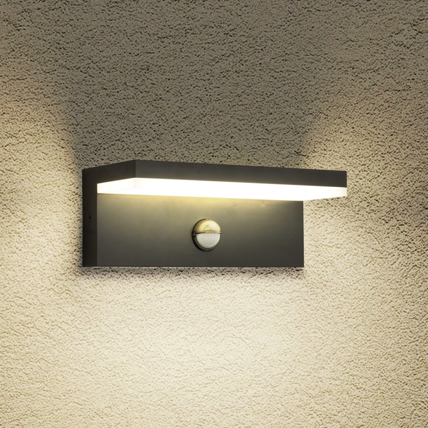 Brilagi - LED-ulkoseinävalaisin anturilla TESSI LED/10W/230V musta IP54