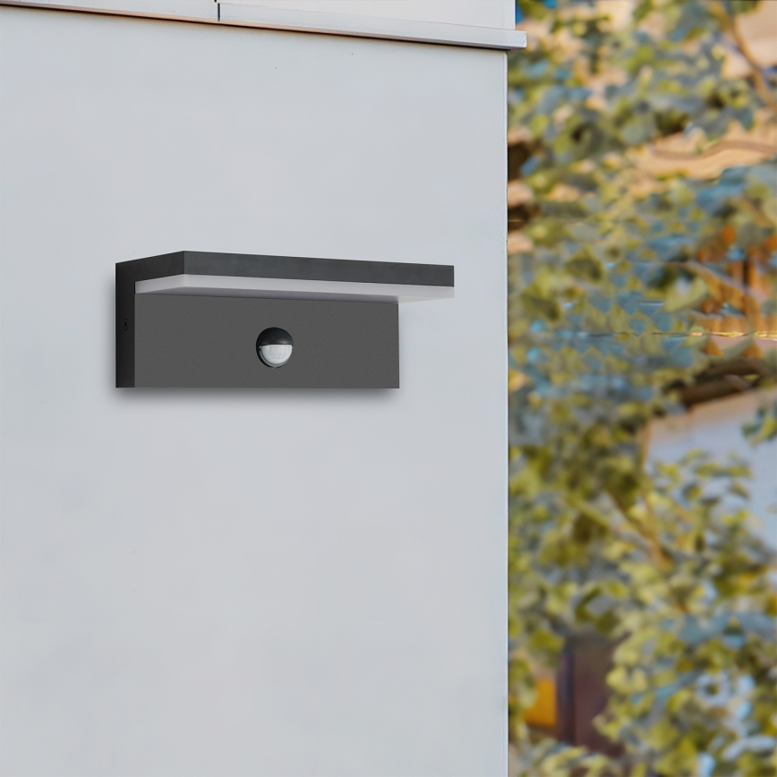 Brilagi - LED-ulkoseinävalaisin anturilla TESSI LED/10W/230V musta IP54