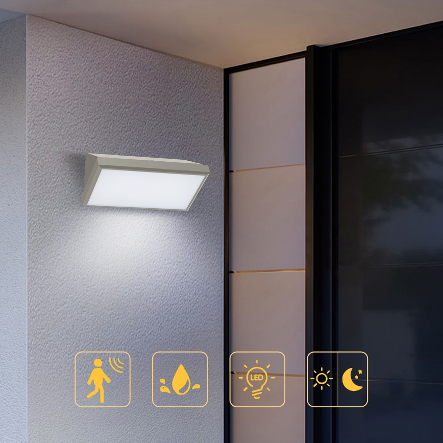 Brilagi - LED Ulkovalo anturilla TRIANGLE LED/20W/230V harmaa IP65